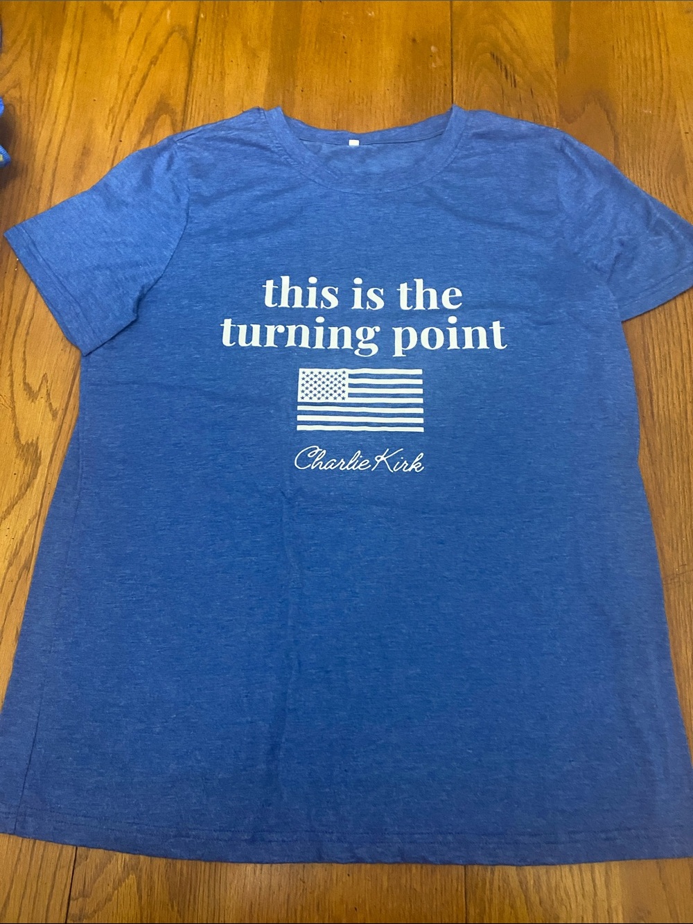 This Is The Turning Point Charlie Kirk Blue Graphic Tee Size XL Unisex